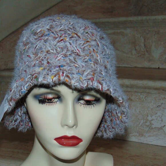 RARE Hansel From Basel Bucket Hat Crochet Multicolored Fuzzy Knit Winter Cabin - Picture 2 of 8